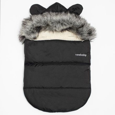 Luxusný zimný fusak s kapucňou s uškami New Baby Alex Wool black - Čierna