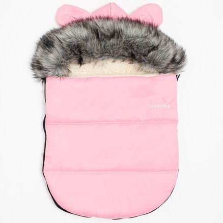 Luxusný zimný fusak s kapucňou s uškami New Baby Alex Wool pink - Ružová