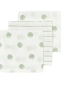 Meyco Mušelínová Plienka-žínka 3-balení - Dot stripe soft green 30 x 30 cm 3 ks