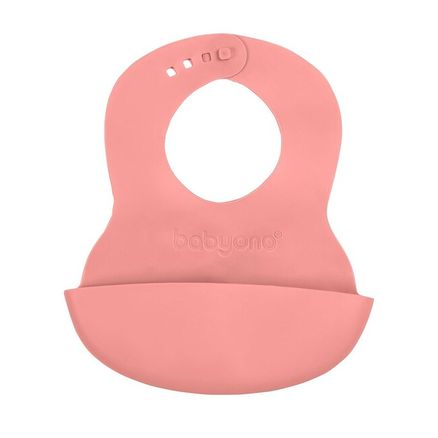Nastaviteľný plastový podbradník s vreckom Baby Ono ružový - Ružová