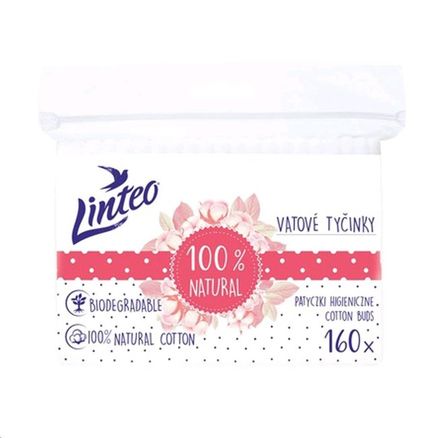 Papierové vatové tyčinky 100% natural Linteo 160 ks vo vrecku - Podľa obrázku
