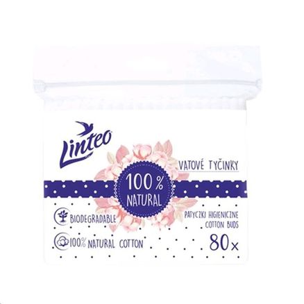 Papierové vatové tyčinky 100% natural Linteo 80 ks vo vrecku - Podľa obrázku