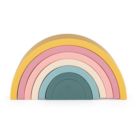 PETITE&MARS Hračka silikónová skladacia TAKE&MATCH Rainbow Intense Ochre 12m+ + Darček vlhčené obrúsky SO PURE 56ks