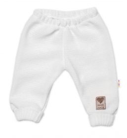 Pletené dojčenské nohavice Hand Made Baby Nellys, biele, veľ. 80/86