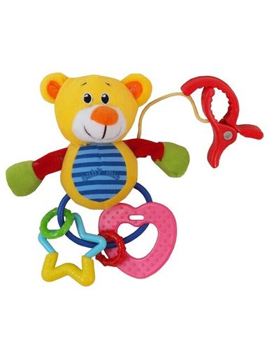 Plyšová hračka s chrastítkem Baby Mix medvěd - Žltá