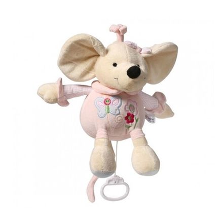 Plyšová hračka s hracím strojčekom Baby Ono Myška ružová 31cm - Ružová