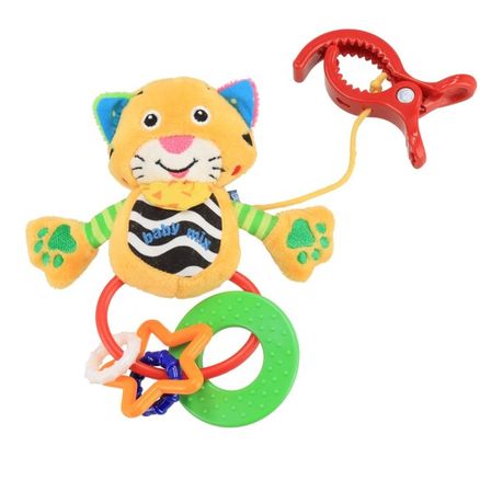 Plyšová hračka s hrkálkou Baby Mix tygrík - Žltá
