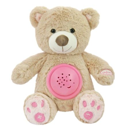 Plyšový zaspávačik medvedík s projektorom Baby Mix ružový - Ružová