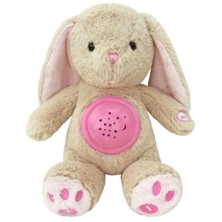 Plyšový zaspávačik zajačik s projektorom Baby Mix ružový - Ružová