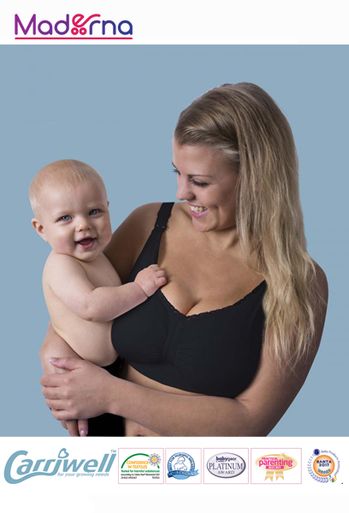 Podprsenka na dojčenie bezšvová Push up s gélovou kosticou - ČIERNA