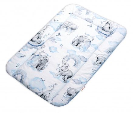 Prebaľovacia podložka 50x70 cm, bavlna, Slon a dúha Baby Nellys, modrá