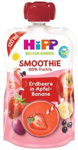 Príkrm ovocný Hippis BIO Smoothie jablko, banán, červené ovocie 120ml Hipp