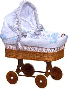 Scarlett Prútený košík pre bábätko so strieškou Scarlett Gusto - modrá