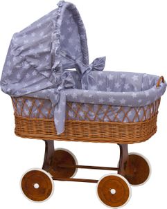 Scarlett Prútený košík pre bábätko so strieškou Scarlett Hviezdička - šedý