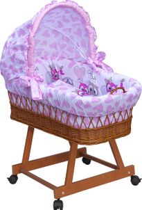 Scarlett Proutěný košík na miminko s boudičkou Scarlett Kulíšek - růžová