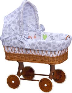 Scarlett Prútený košík pre bábätko so strieškou Scarlett Sovička - šedý