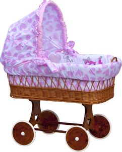 Scarlett Prútený košík pre bábätko so strieškou Scarlett Sovička - ružový