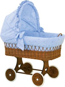 Scarlett Prútený košík pre bábätko so strieškou Scarlett Medvedík - modrý