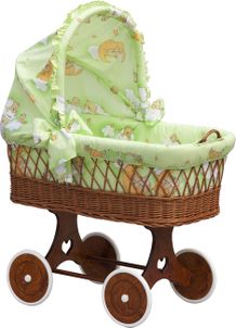 Scarlett Prútený košík pre bábätko so strieškou Scarlett Mráčik - zelený