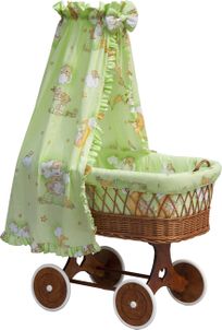 Scarlett Prútený košík pre bábätko s nebesami Scarlett Mráčik - zelený
