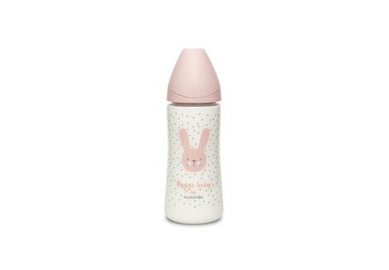 SUAVINEX | Premium fľaša 360 ml L HYGGE králik - ružová