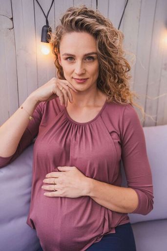 Tehotenské a dojčiace tričko Kangaroo milk & love ružovo hnedá - Ružová
