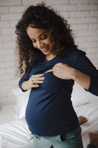 Tehotenské a dojčiace tričko Milk Shirt milk & love - Modrá