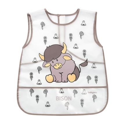 Umývateľný podbradník - zástera 38x45 cm Baby Ono bizón - Hnedá