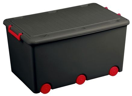 Viacúčelový box na hračky na kolieskach Tega grafitovo-červený - Sivá