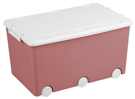 Viacúčelový box na hračky na kolieskach Tega ružový - Ružová