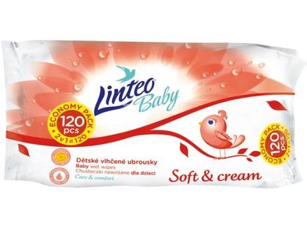 Vlhčené obrúsky Linteo Baby 120 ks Soft and cream - Podľa obrázku