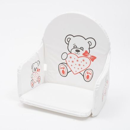 Vložka do drevených jedálenských stoličiek typu New Baby Victory biela medvedík a srdiečko - Biela