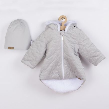 Zimný dojčenský kabátik s čiapočkou Nicol Kids Winter sivý - Sivá